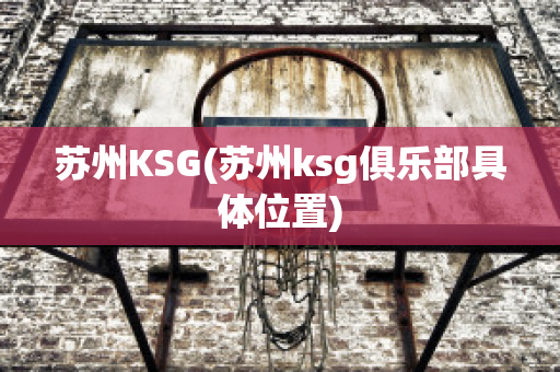 苏州KSG(苏州ksg俱乐部具体位置)